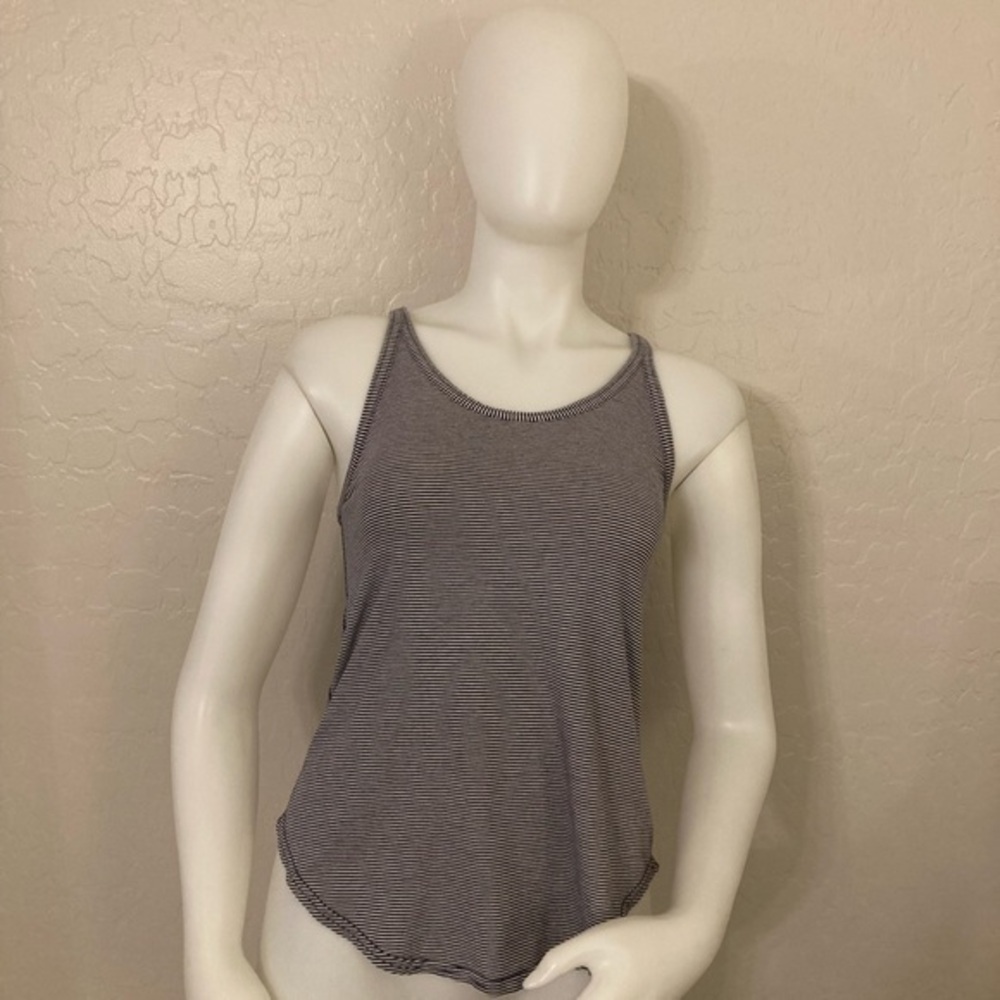 Lululemon Blue and White Striped Racerback Tank Small